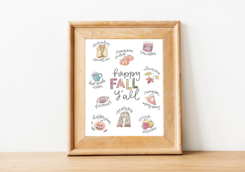 Happy Fall Y'all Printable, Fall Decor, Wall Art, Seasonal Decor, Fall ...