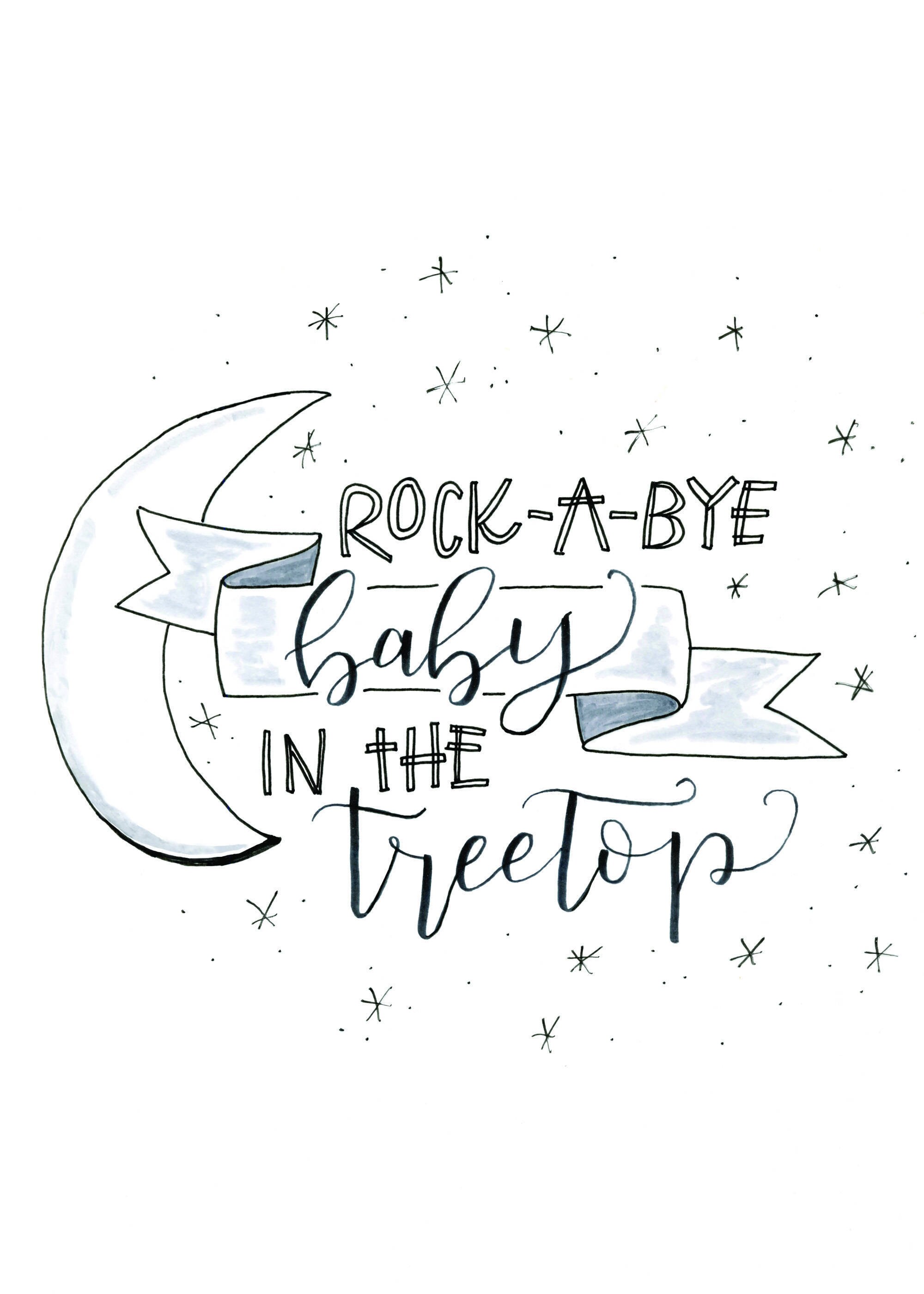 Rock-a-bye Baby Nursery Printable Nursery Art Print Digital - Etsy