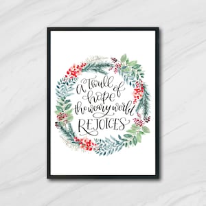 A Thrill of Hope the Weary World Rejoices, Christmas Printable, Christmas Print, Christmas Wall Art, Christmas Decor