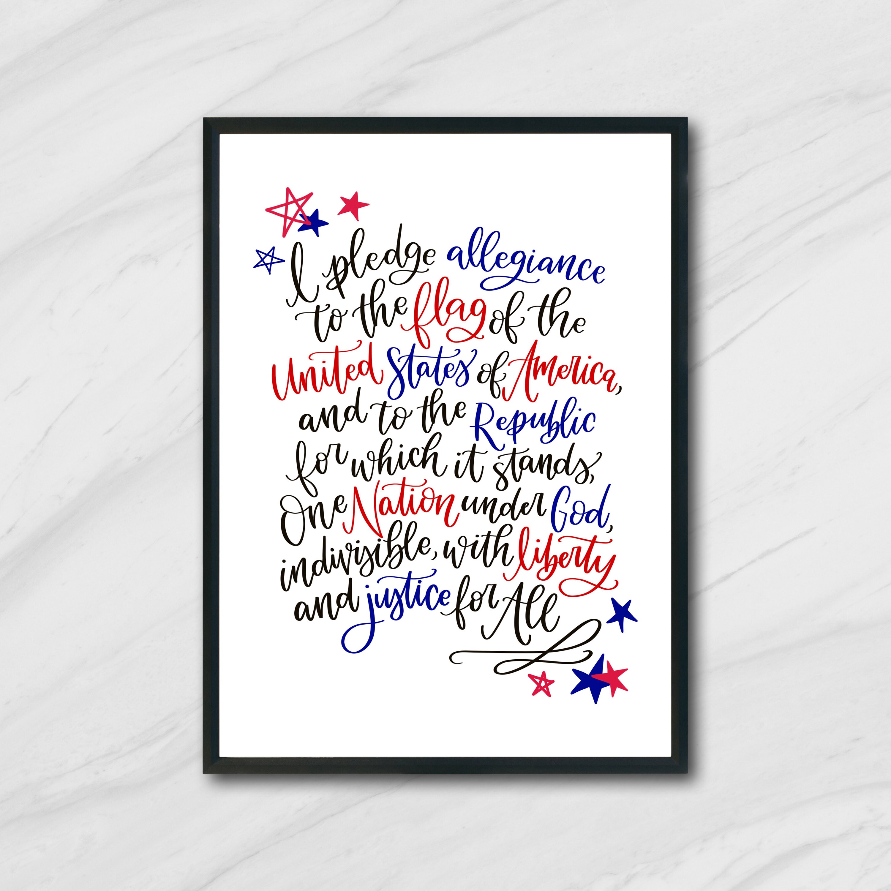 4th of July Printable, Pledge of Allegiance, Patriotic Decor, Independence Day, Red White & Blue, Patriotic Print, Patriotic Printable,