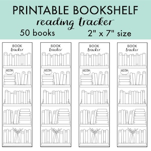 Printable Reading Tracker Bookmark, Printable Coloring Bookmark, Digital Bookmark with Bookshelf, Reading Tracker, Book lover