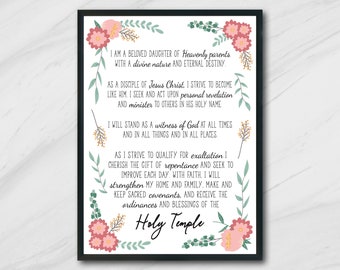 New Young Women&#39;s Theme, Updated 2019 Young Women&#39;s Theme, LDS Young Women&#39;s Theme, Poster YW, Young Women Printable, Instant Download
