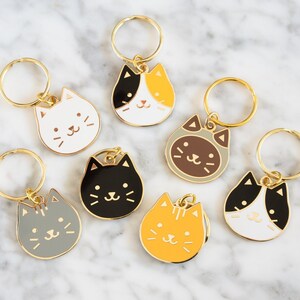 Kitty Enamel Keychains // gold / black cat / white cat / orange cat / grey cat / tuxedo cat / calico cat / key chain / key ring