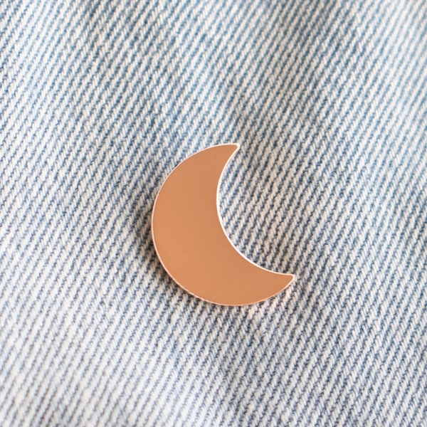 Moon Enamel Lapel Pin // copper / rose gold / moon emoji / crescent moon / half moon