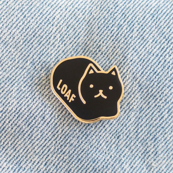 Loaf Cat Enamel Pin // black / gold / cat loaf / bread / cat lover gift / black cat pin