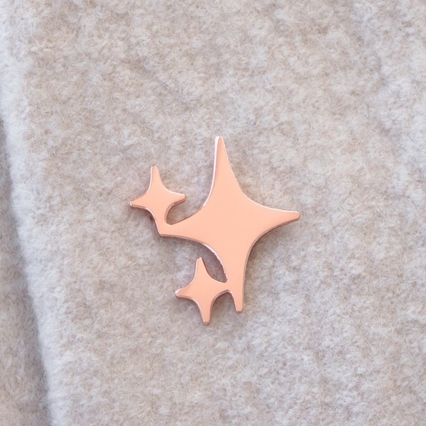 Sparkle Enamel Lapel Pin // copper / sparkle emoji / stars / emoji / rose gold pin