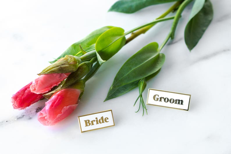 Serif Bride Enamel Lapel Pin white gold cloisonne pin bridal shower gift bachelorette party wedding
