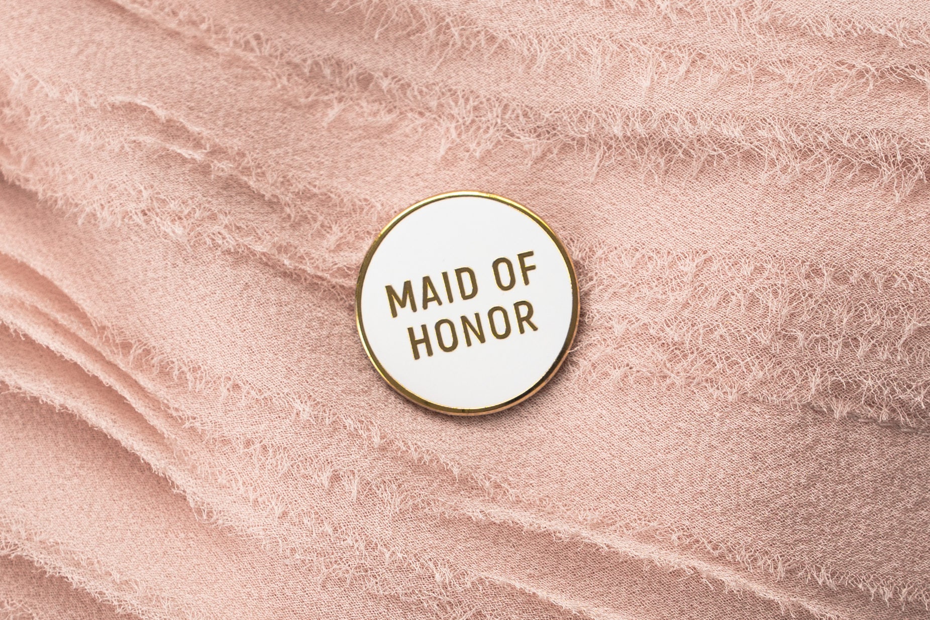 Maid of Honor Enamel Lapel Pin // Palm and Posy / white / gold / MOH / bridesmaid proposal / bridal party gift / wedding party