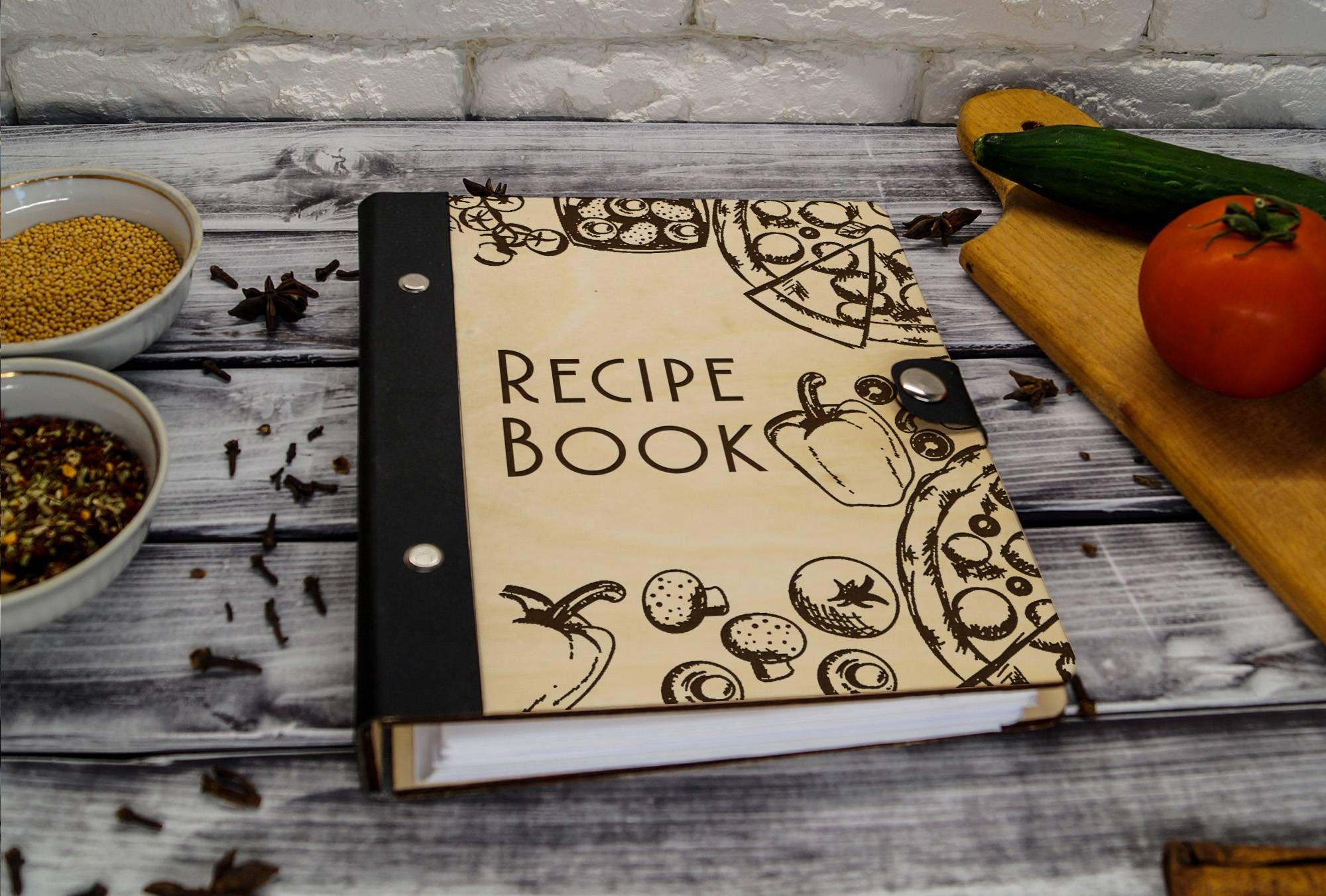Custom Wooden Cocktail Recipe Book Eco Friendly Cooking Gift