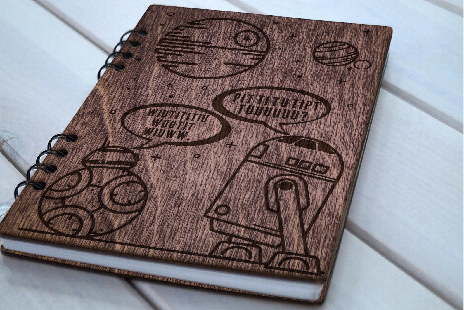 Wooden Notebook A5 BB8 Laser Engraved Sketchbook A5 BB8 Gift Etsy