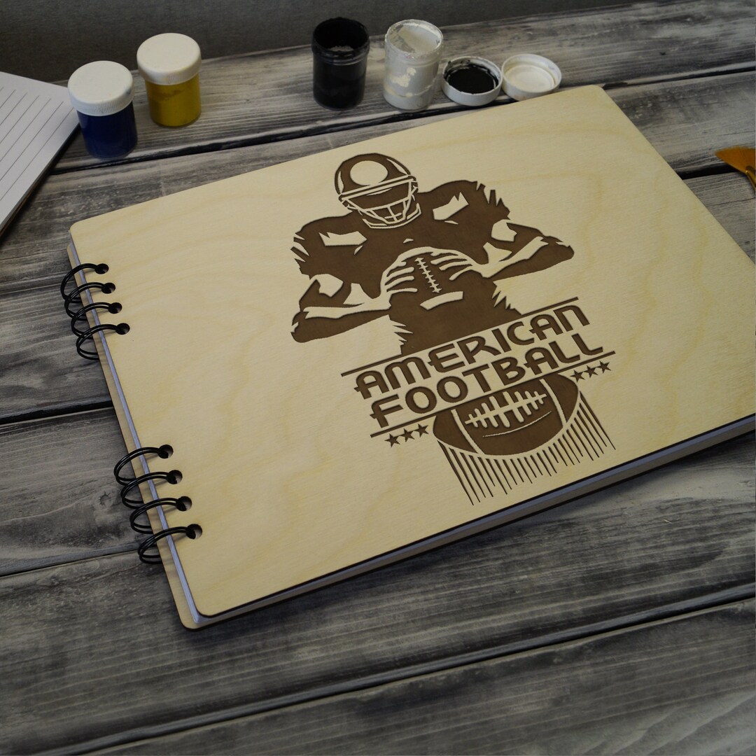 Wooden Notepad American Football Print Custom Diary Engraved - Etsy