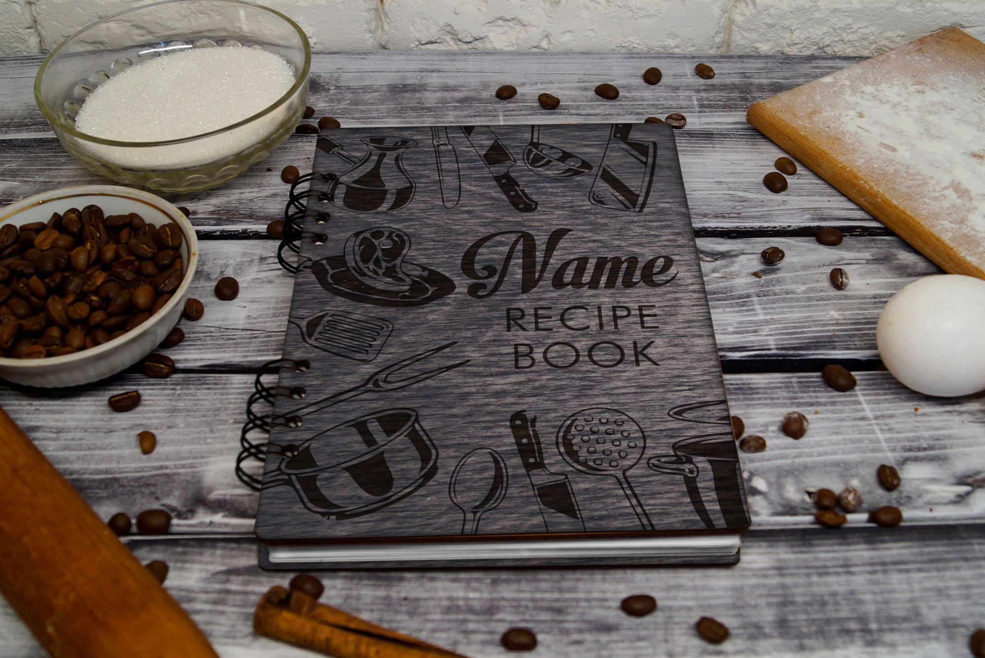 Wooden Recipe Notebook Gift Personalized Cookbook Journal Etsy