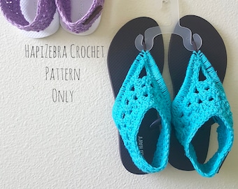 Crochet Original Short Gladiator Flippies Pattern, Adult Size, Crochet Flip Flops, Crochet Sandals, PDF Pattern,  HapiZebra Crochet