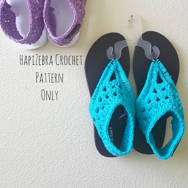 Crochet Original Short Gladiator Flippies Pattern, Adult Size, Crochet Flip Flops, Crochet Sandals, PDF Pattern,  HapiZebra Crochet