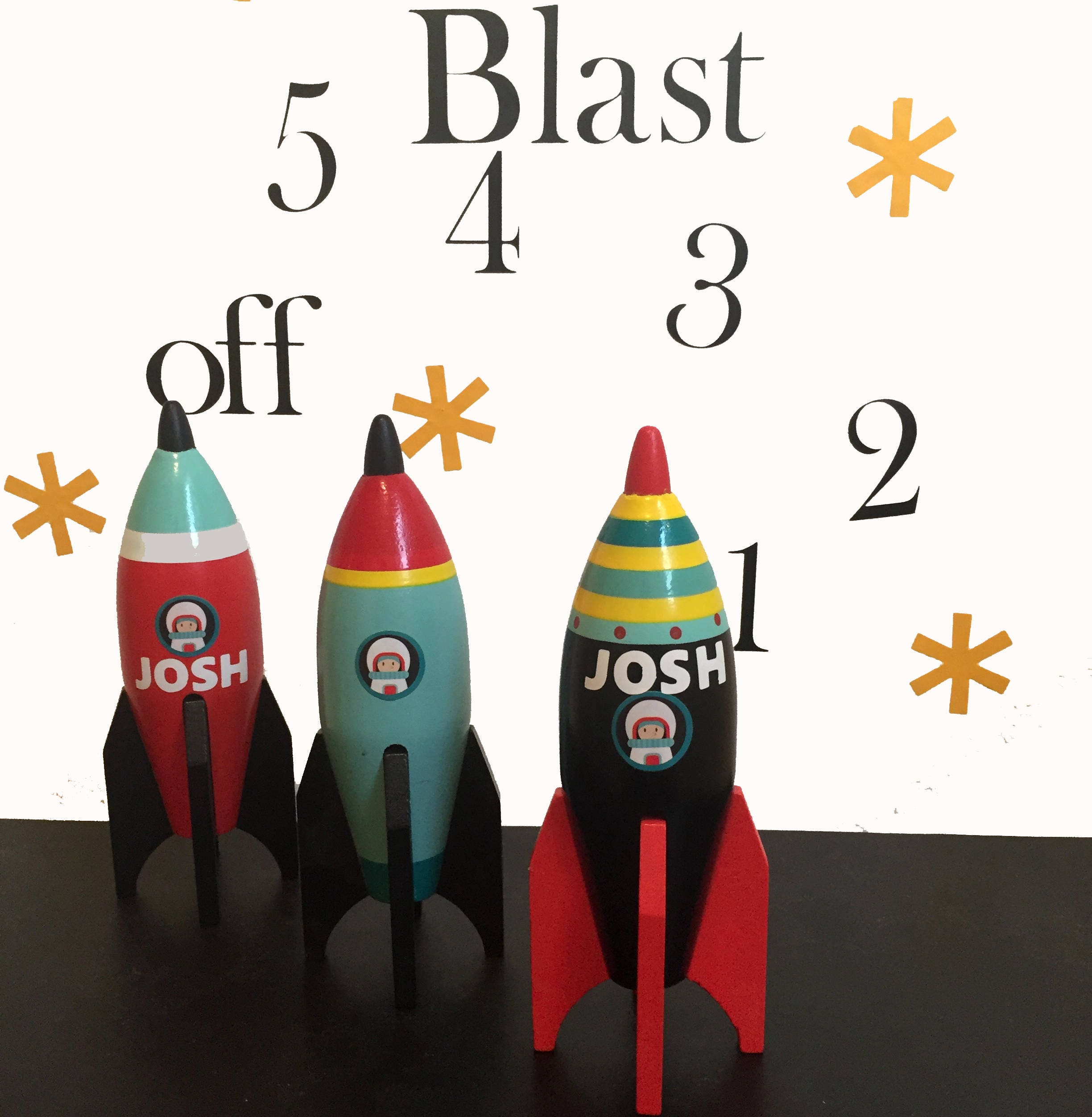 Personalised wooden rocket ship Etsy