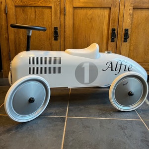 Personalised racing car, toys for one year old, toys for two year old, ride on car, sit on car, ride on toys, sit on toys,personalised toys image 1