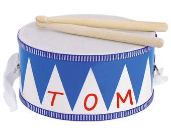 Personalised Tin Drum, musical instrument, children's musical instrument, child's drum, personalised children's gift,