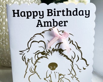 Personalised handmade card with a golden dog