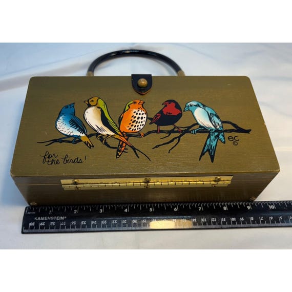 vintage 1960s Enid Collins tote bag Pear Tree jeweled purse wood panel