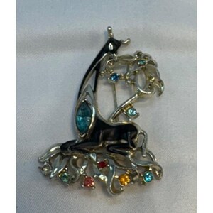 Vtg Giraffe Gazelle Brooch READ