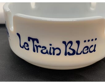 Le Train Bleu White Glass Ashtray The Blue Train Restaurant in France Vintage