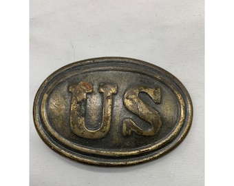Hebilla de cinturón ovalada de latón de la época de la Guerra Civil estadounidense - Reliquia para recreación militar