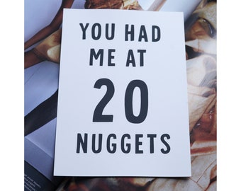 You Had Me at 20 Nuggets Print, Quote Print, Funny Print, Typographic Print, Wall Gallery, Kitchen Print