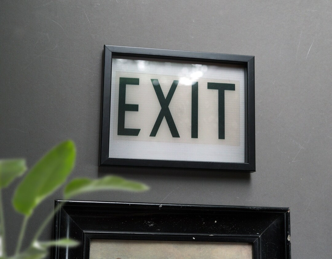 Exit Frame Framed Vintage Sign, Exit Sign for Room, Black Box Frame - Etsy