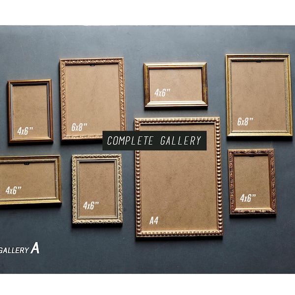 Photo Frame Gallery, COMPLETE Gallery, Gold, Ornate, Wood, Handmade