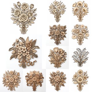 Birth Month Flower Bouquets, Laser Cut Wood SVG Bundle, Floral Decor Designs, Laser Cut Wooden Decor