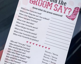 Hen party. Last rodeo hen party. Bachelorette. What did the groom say. Hen party games. Games. Funny hen party games.