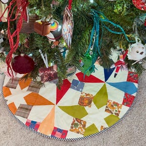 Upcycled Christmas Tree Skirt  from Repurposed Vintage Quilts