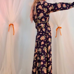 Long sleeve floral yoke maxi dress image 4