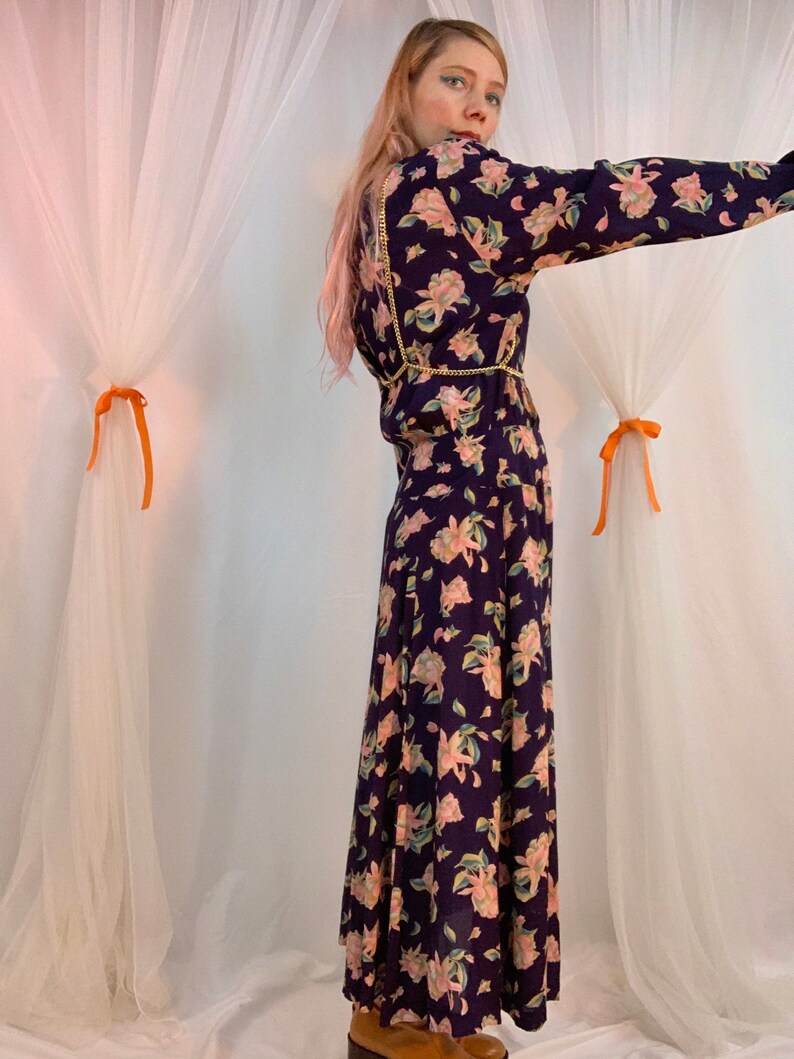 Long sleeve floral yoke maxi dress image 4