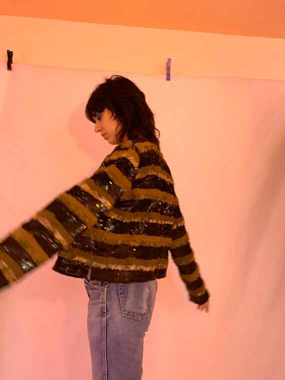 Sequin + appliqué sheer jacket - image 6