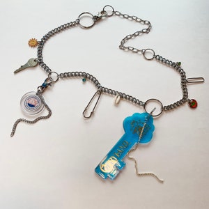 Chunky charm belt, charm necklace, chunky hardware necklace, vintage charm belt, charm body chain, funky charm necklace, funky charm belt image 5
