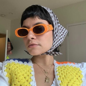 Gingham handmade triangle scarf