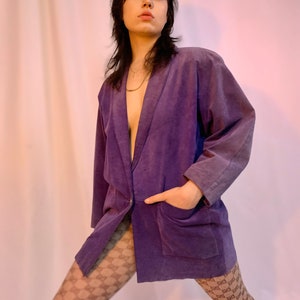 Purple suede long leather jacket image 1
