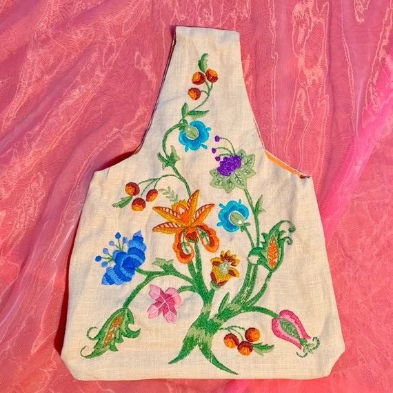 Mini cloth embroidered shopper bag - image 2