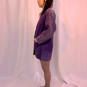 Purple suede long leather jacket image 3