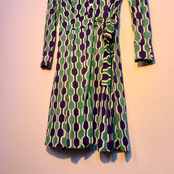 70's geometric print retro wrap dress - Gem