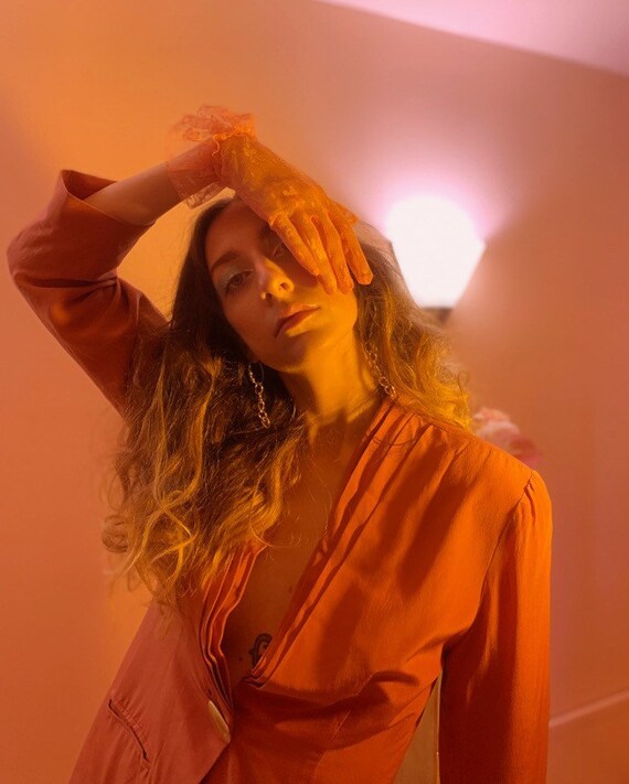 Dusty rose silk + brass blazer
