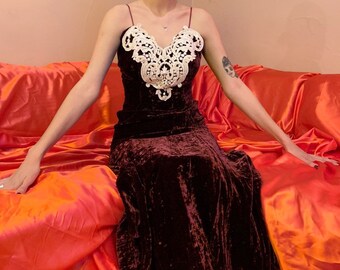Jessica Mcclintock Velvet & Pearl Dress - Etsy