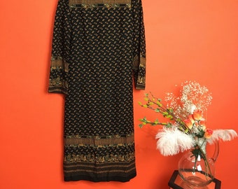 70s indian print tapestry maxi dress XS/S