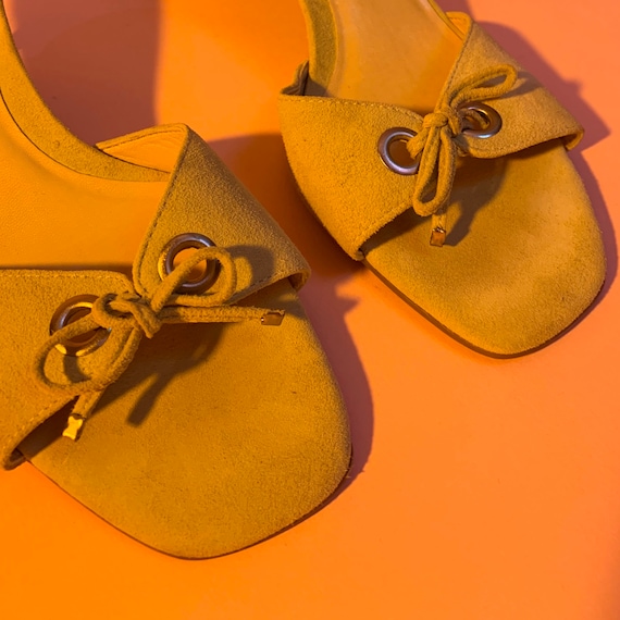 Chartreuse Lace Up Grommet Kitten Heels