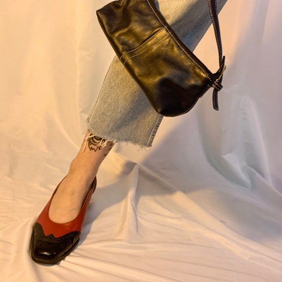 Patent wingtip brogue block heels - image 1