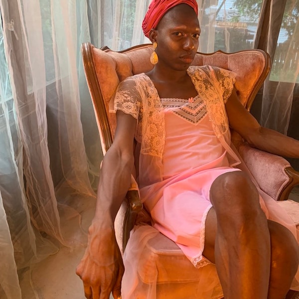 Dyed bubblegum pink lace slip dress