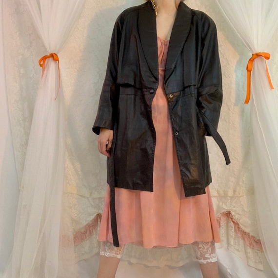Black leather trench