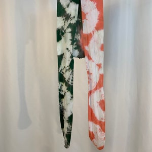 Hand-Dyed Recycled Tights: Two-Tone Charcoal Green & Rose