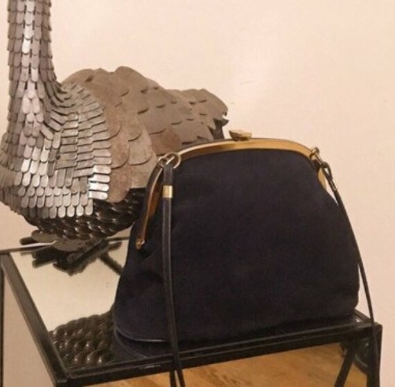 Mini suede kiss lock crossbody